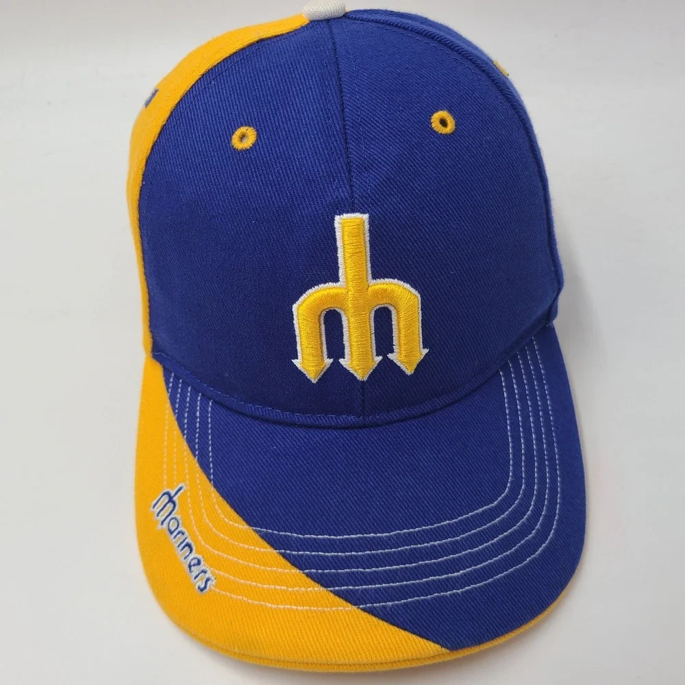 Kids Seattle Mariners Hat Adjustable 47 Brand Blue Yellow Cooperstown Trident